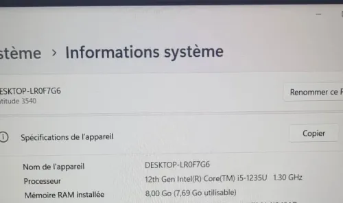 DELL LATITUDE 3540 2024 15.6 FHD | INTEL 12EME GENERATION CORE I5 1235U | 8GB RAM | 512GB M2 SSD