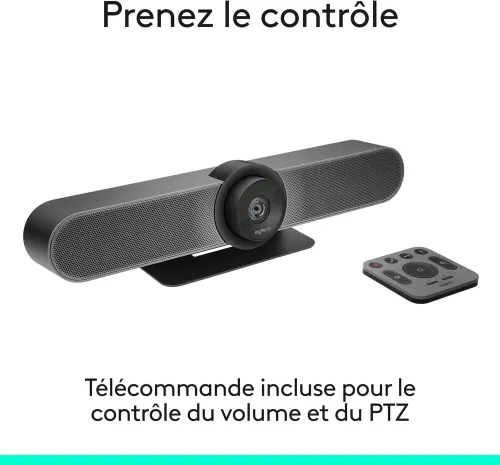 Logitech MeetUp sans fil | Ultra HD 4K/1080p/720p | Webcam Visioconférence panoramique / inclinaison | 3 Microphones/Haut-Parleur Personnalisables