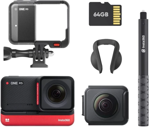 Insta360 One RS Twin Edition on Geht's Kit - Caméra d'action étanche 4K60fps et 5.7K 360 avec objectifs interchangeables - stabilisation - Photos 48MP - HDR Actif - Traitement IA