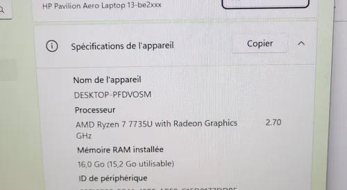 HP PAVILION Aero | RYZEN 7 PRO 7735U | 16GB RAM | 512GB SSD | AMD RADEON GRAPHICS