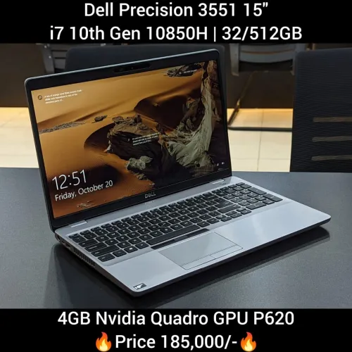 DELL PRECISION 3551 WORKSTATION | i7-10750H | NVIDIA QUADRO P620 4GB | 16GB RAM |512GB SSD