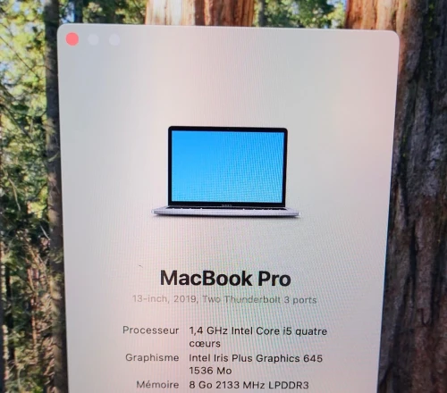 MacBook Pro Touch Bar Mid 2019 13-inch | INTEL CORE I5 QUATRE COEURS | 8GB RAM | 128GB SSD