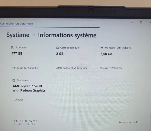 Lenovo IdeaPad 15.6'' FHD | RYZEN 7 5700U | 8GB RAM | 512GB NVMe SSD | AMD RADEON GRAPHICS 2GB