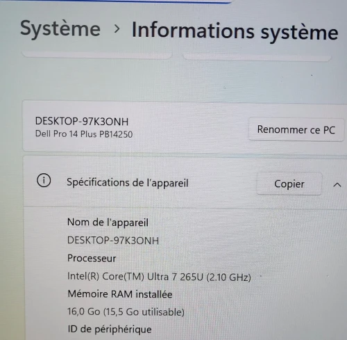 DELL Pro 14 Plus FHD + TACTILE | INTEL vPRO CORE ULTRA 7-265H | 512GB NVME | 16GB RAM | INTEL ARC GRAPHICS