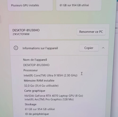 IA THINKPAD P1 | OLED UHD 4K TACTLE | CORE ULTRA 9-185H vPro | NVIDIA RTX 4070 8GB | 32GB RAM | 1TB NVMe | Workstation