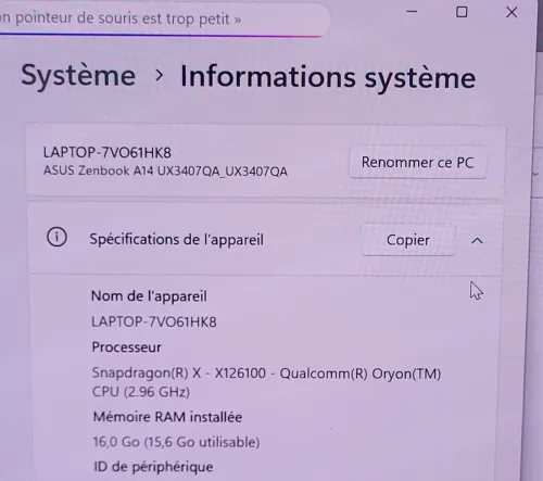 Asus ZenBook A14 14" OLED Full HD+ | Snapdragon X X1-26-100 | 16GB RAM | 512GB NVMe SSD | Qualcomm Adreno x1-45 GPU