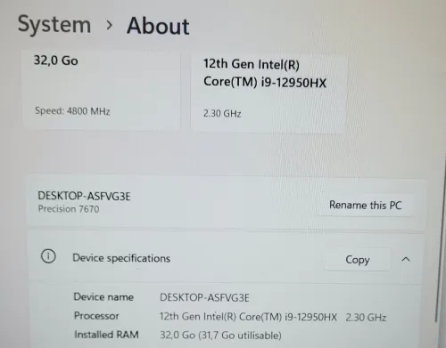 DELL PRECISION 7680 | INTEL vPRO CORE i9-12950HX | NVIDIA RTX A1000 4GB GDDR6 | 32GB RAM | 1TB NVMe SSD | Workstation