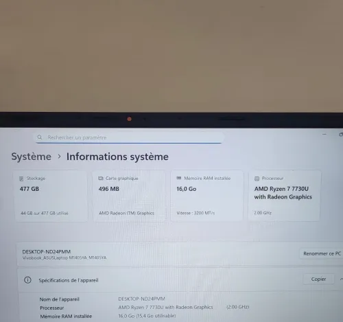 Asus Vivobook 14'' FHD + | RYZEN 7 PRO 7730U | 16GB RAM | 512GB NVMe SSD | AMD RADEON GRAPHICS
