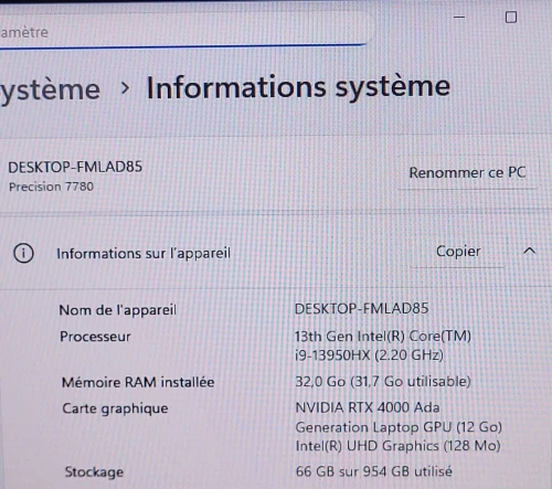 DELL PRECISION 7780 | CORE i9-13950HX | RTX 4000 ADA GEN 12GB | 32GB RAM | 1TB NVMe SSD | WORKSTATION