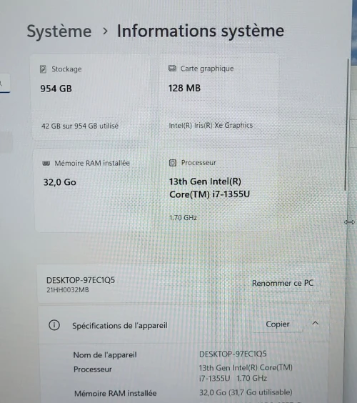 Thinkpad T16 GEN 2 16'' FHD | CORE i7 1355U | 32GB RAM | 1TB NVMe SSD | INTEL IRIS XE GRAPHICS