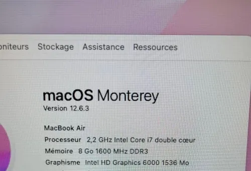 MACBOOK AIR 13'' 2015 INTEL CORE i7 Double Coeur - RAM 8GB - 128GB SSD