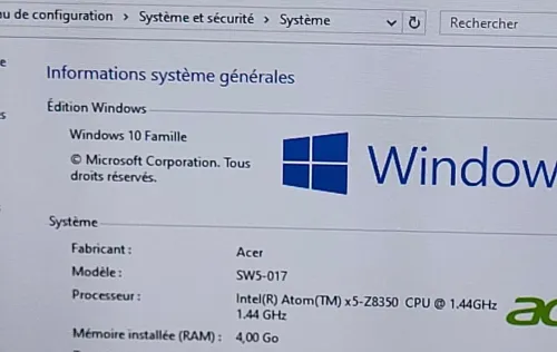 ACER Aspire Switch SW5-017 | Atom x5-Z8350 Hybride 2-en-1 10.1" Écran tactile | 4GB RAM | 64GB SSD 