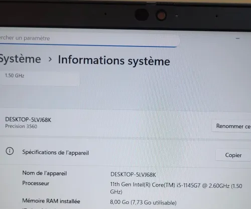 DELL PRECISION 3560 | CORE i5-1145G7 | 8GB RAM | 512GB NVMe SSD | INTEL IRIS XE 1GB GRAPHICS
