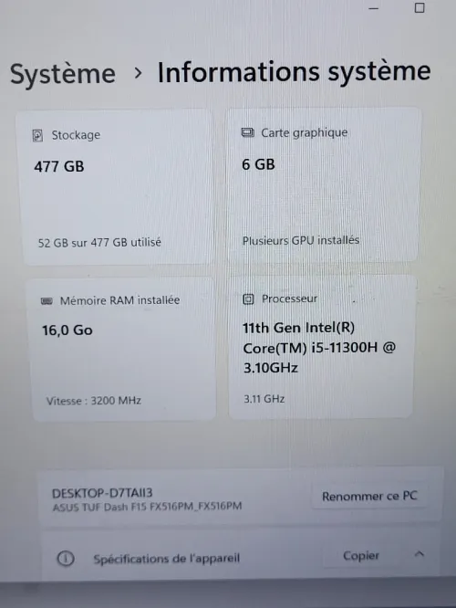GAMING ASUS TUF Dash 15.6'' 144Hz | INTEL CORE i5-11300H | NVIDIA RTX 3060 6GB | 16GB RAM | 512GB NVMe SSD