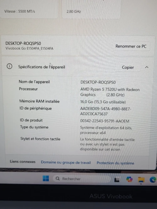 ASUS VivoBook Go 15 15.6 FHD | RYZEN 5 7520U | 16GB RAM | 512GB NVMe SSD | AMD RADEON GRAPHICS