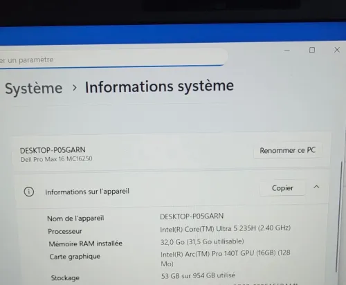 Dell Pro Max 16 | CORE Ultra 5 235H | INTEL Arc Pro 140T GPU 16GB | 32GB RAM | 1TB NVMe