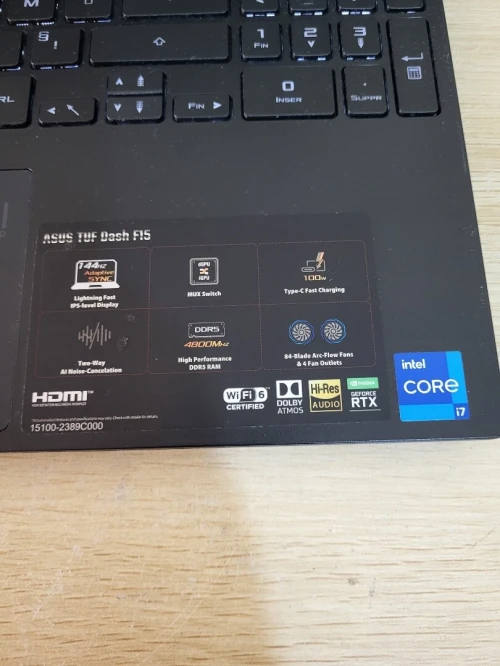 GAMING ASUS TUF DASH 144Hz | CORE i7-12650H | NVIDIA RTX 3050 Ti 4GB | 16GB RAM | 512GB NVMe SSD