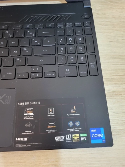 GAMING ASUS TUF DASH 144Hz | CORE i7-12650H | NVIDIA RTX 3050 Ti 4GB | 16GB RAM | 512GB NVMe SSD