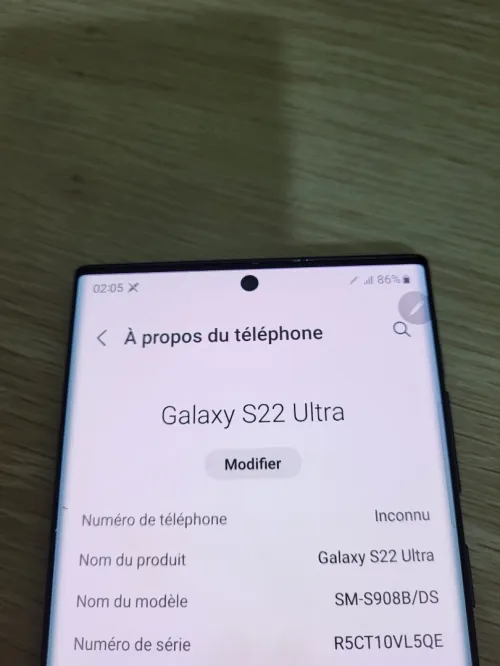 SAMSUNG GALAXY S22 Ultra 128GB 5G ( le telephone déverrouillé avec unlock bootloader d'ou le prix bas )