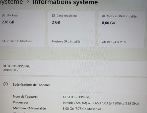 THINKPAD P53s 15.6 FHD | CORE i7 8565U | NVIDIA QUADRO P520 2GB | 8GB RAM | 256 NVME SSD