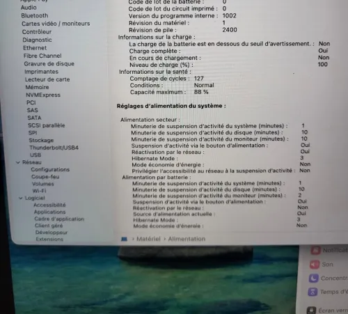 MacBook Pro M1 Gris Sideral | CPU M1 8C | 8GB RAM | 512GB SSD | COMPTAGE CYCLES 127 | MDM BYPASSED