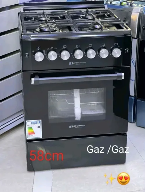PROMO Cuisinière Arthur Martin 4feux 58cm Noir Matte Gaz/Gaz 52000Da/ Gaz/Electrique 53000Da