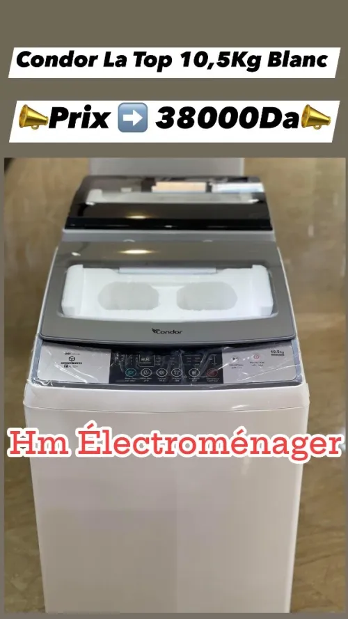PROMO Machine à laver CONDOR la Top 10,5Kg Blanc 39500Da/ Gris 41000Da