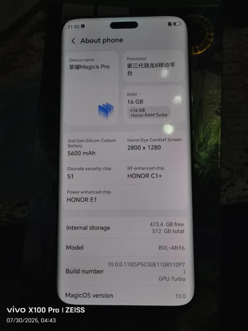 honor magic 6pro version chine