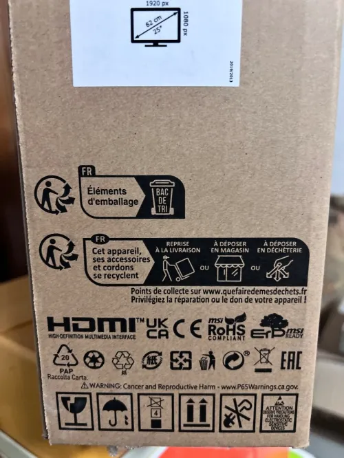 Ecran msi G255F 180hz