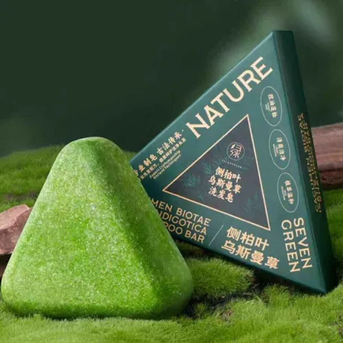 Seven Green shampoing solide à mousse dense pour des cheveux brillants et forts الصابون الصيني الأخضر