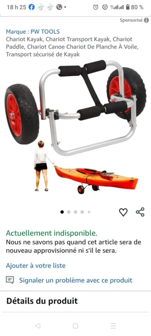 Vend chariot pour kayak
