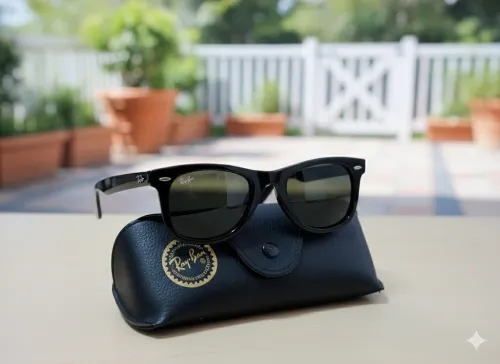 Lunette Ray-Ban Wayfarer style americaine-Incliné couleur noir de taille 50