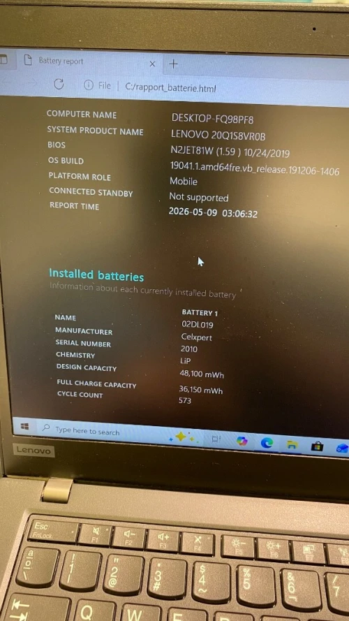 Lenovo X390 i5-8TH 8RAM 256SSD 13pouces