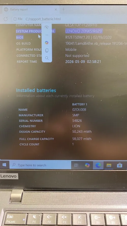 LENOVO T495 RYZEN 5 pro 3500U 8RAM 256SSD