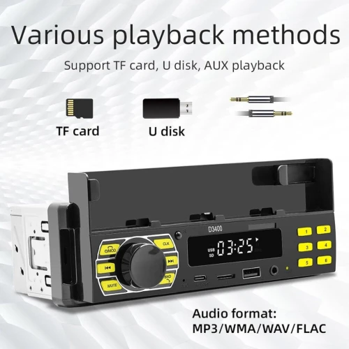 Autoradio Bluetooth Simple DIN avec Support Téléphon
