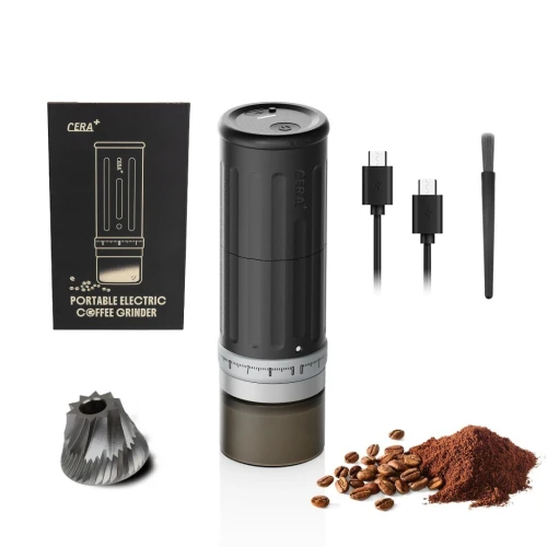 طقم القهوة المتكامل والذكي من Cera+ (ماكينة محمولة + مطحنة لاسلكية) - لعشاق التميز والرحلات