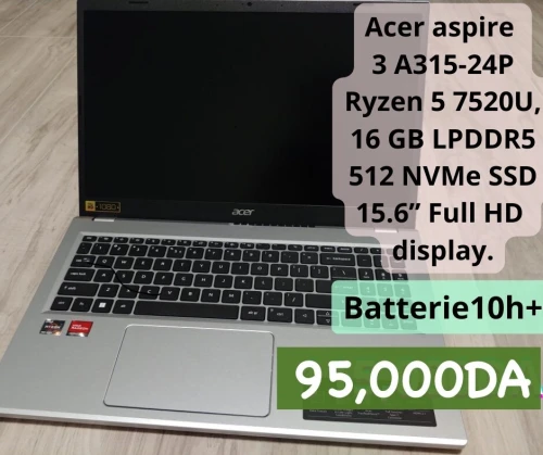 ACER ASPIRE 3 A315-24P AMD RYZEN 5 7520U 16GO 512GO SSD NVME