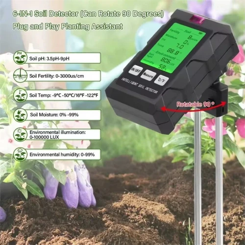 testeur de sol 6 en 1 pH température humidité lumière du soleil détecteur d'humidité de l'air jardinage Soli A