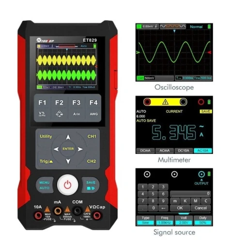 oscilloscope TOOLTOP ET829 + DMM + Générateur de formes d'ondes 3 en 1 à double canal  de 80 MHz