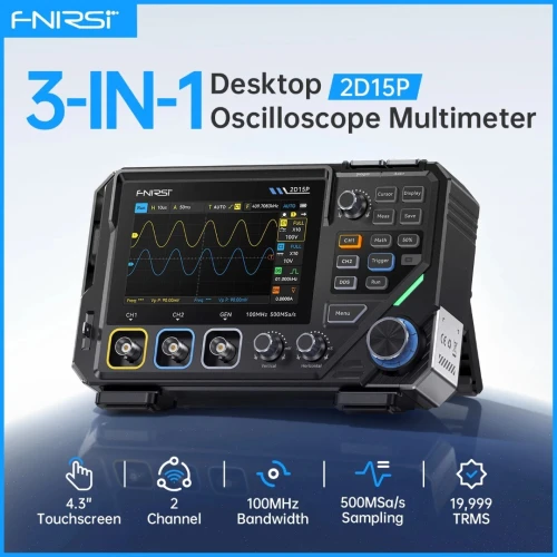 Oscilloscope Numerique FNIRSI 2D15P 3 en 1  2 Canaux 100 MHz Multimetre Tenerateur de Signal