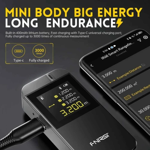 Télémètre Laser Intelligent FNIRSI IR40 mini ruban à mesurer portable, 40M