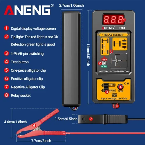 ANENG RT01 Testeur de Relais Automobile Digital & Outil de Diagnostic de Batterie