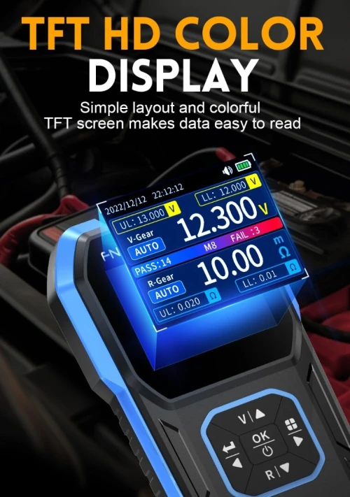 FNIRSI HRM-10 Testeur de tension résistance interne et condensateur de batterie de voiture 