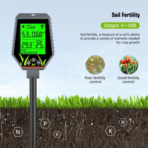 Testeur Numerique  de Sol YY-1088-NY pH EC Humidite Température Luminosite et Fertilite