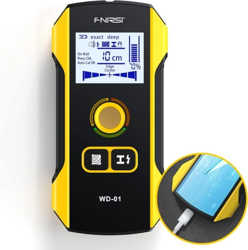 FNIRSI WD-01 détecteur de métaux Scanner mural avec trou de positionnement nouvellement conçu pour fils de câble AC