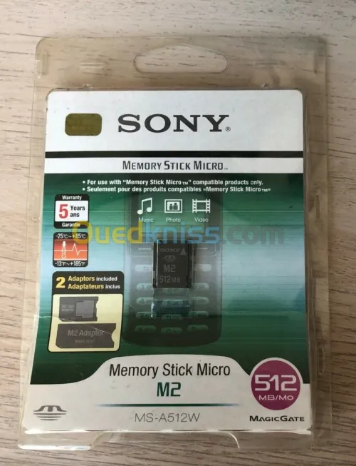 Sony MS-A512W Memory Stick Micro M2, 512 Mo avec adaptateur M2 / Pro Duo