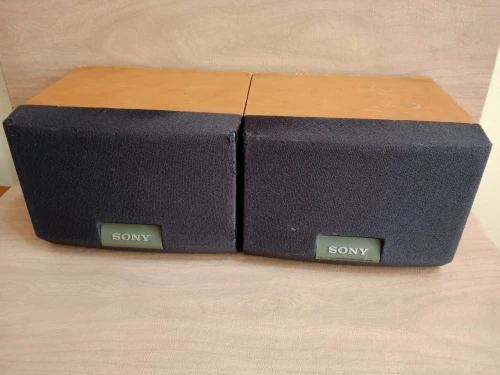 Paire d'Enceintes Sony Bibliothèque Vintage Effet Bois (pour Mini-Chaîne Hi-Fi)