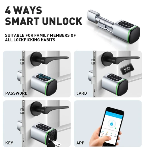 Cylindre Intelligent TTLock  Serrure Connectée Bluetooth avec Clavier à Code