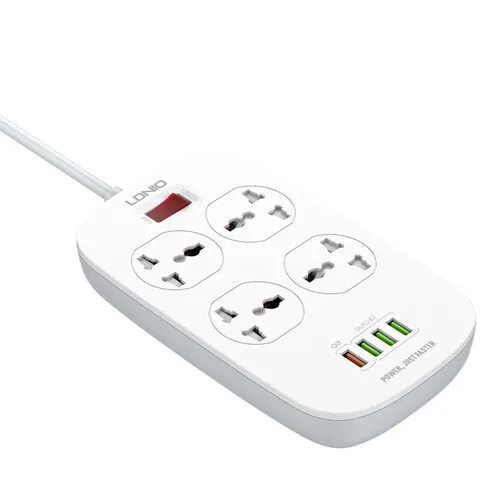 Multiprise LDNIO SC4407 4 Prises + 4 Usb 18W Qc3.0 Cable 2 Métre 2500W
