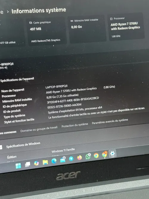 PC Acer Aspire 5, Ryzen 7 5700U